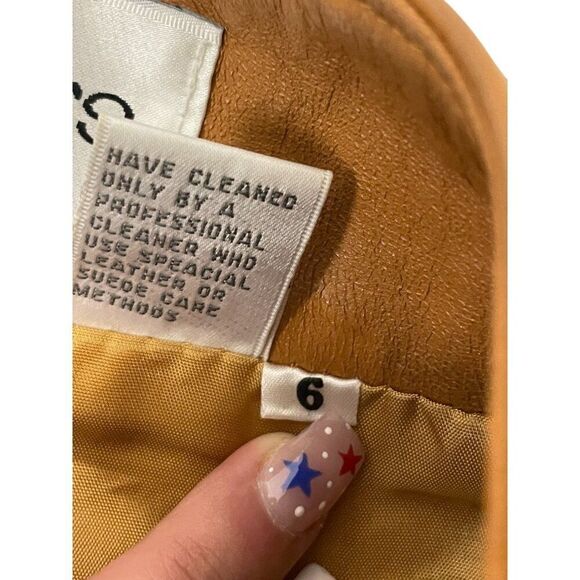 Vintage Cedars Womens Leather Skirt Size 6 Tan light Brown knee length 80s - Picture 4 of 7